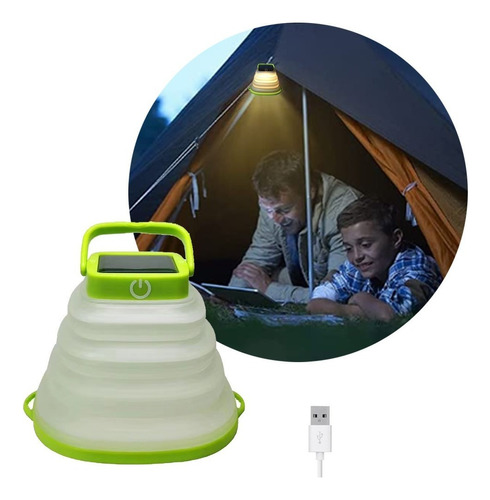 Linterna Led Solar Para Camping Recargable Con Usb Plegable Alitrade Color Verde