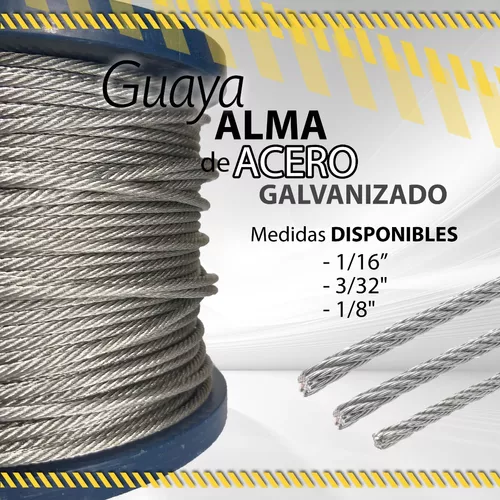 Cable De Acero Galvanizado 1/8 (3.2mm) x 2000m