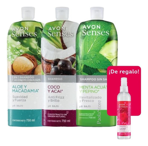Avon Senses Shampoo 750ml .x3un + 1 Colonia 200ml Surquillo 