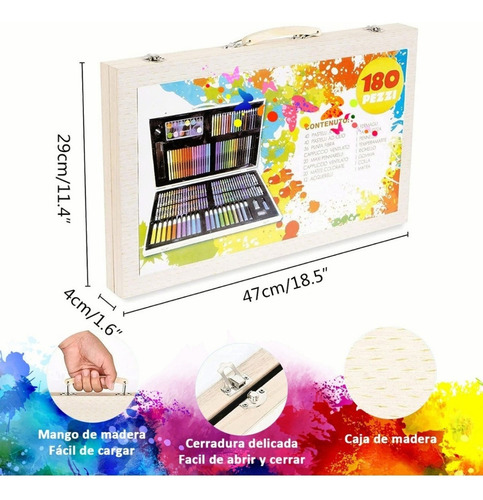 Set 180 Pzs De Arte Profesional Colores Lápices Kit Dibujo
