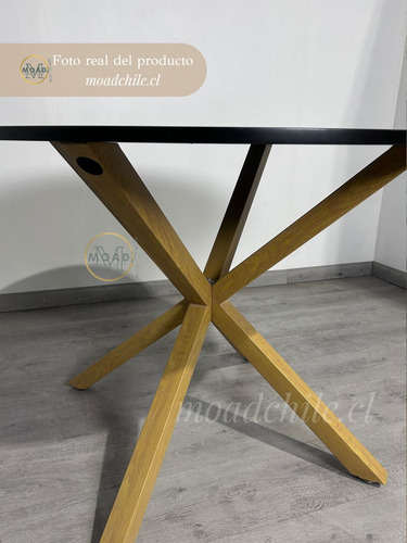 Comedor Mesa Cross Cubierta Madera Negra + 4 Sillas Windsor