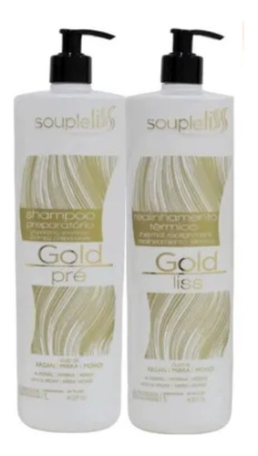 Kit Escova Progressiva Profissional Gold Liss Soupleliss 1l
