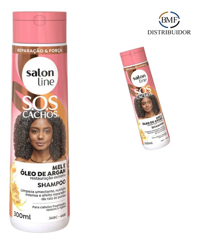 Shampoo Capilar Sos Cachos Intenso Mel Argan 300m Salon Line