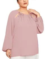 Comprar Blusa Rosa Manga Farol Y Nudos, Tallas Extras 2xl 4xl