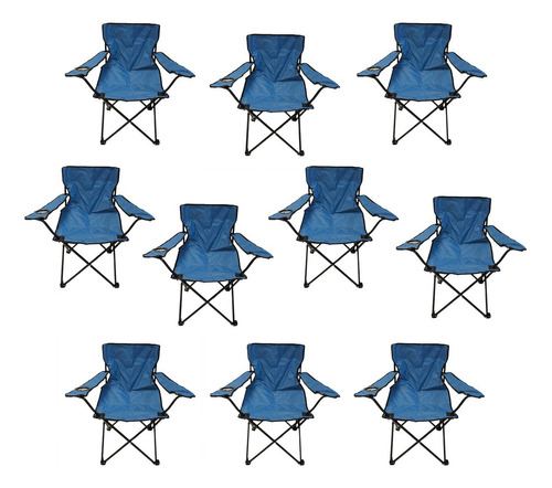 Resel Pack De 10 Sillas Plegables Tipo Camping Para Exterior Color Azul