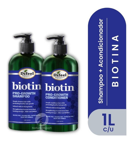Pack Biotina - Shampoo Y Acondicionar Difeel 1l