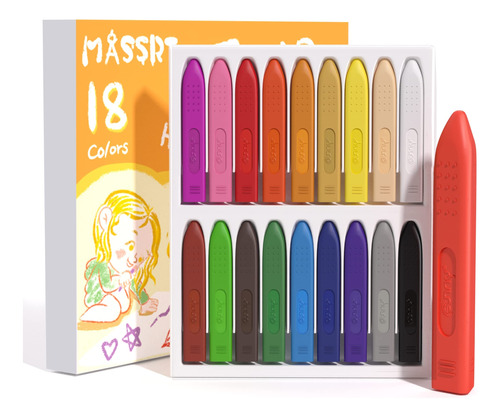 Massrt Crayones Jumbo Para Ninos Pequenos, 18 Colores 99% De