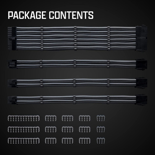 Imagen 3 de 7 de Kit Cables Atx Tecware Atx24 Pci-e 6+2 Eps 4+4 Negro Y Gris