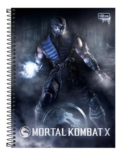  Tilibra Mortal Kombat X Caderno Espiral Capa Dura Mortal Kombat X Sub-Zero 96 folhas  listradas 1 assuntos unidade x 1 28cm x 21cm mortal kombat cor preto