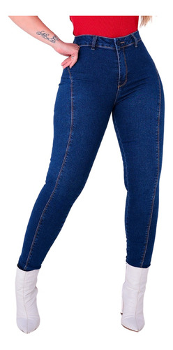 Calça Jeans Feminina Skinny Sem Bolso Modela Bum Bum Básica 