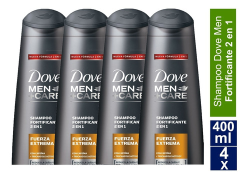 Dove Men Shampoo Fortificante 2en1 Fuerza Extrema 400ml 4uni