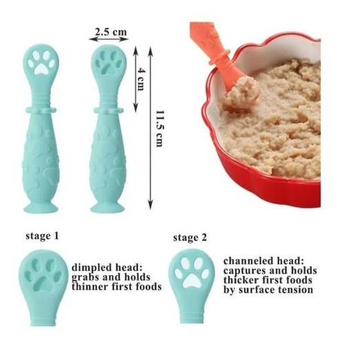 Set De Cucharas De Silicona Aprendizaje Bebé Pre-cucharas