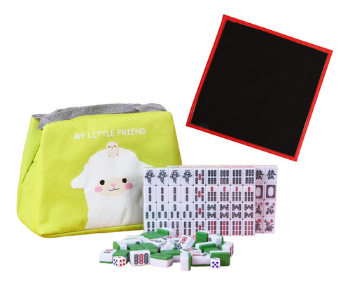 Fun Mini Mahjong Set Con Mantel Pequeño Juego De Mesa Verde