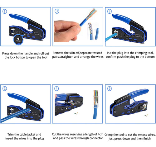 Kit De Herramientas De Crimpado Rj45 Todo En Uno, Crimpadora