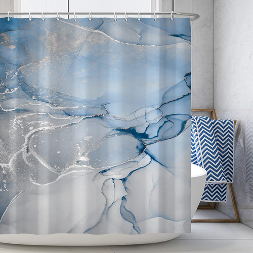 Cortina De Ducha Mármol Azul Moderna 183 X 183 Cm