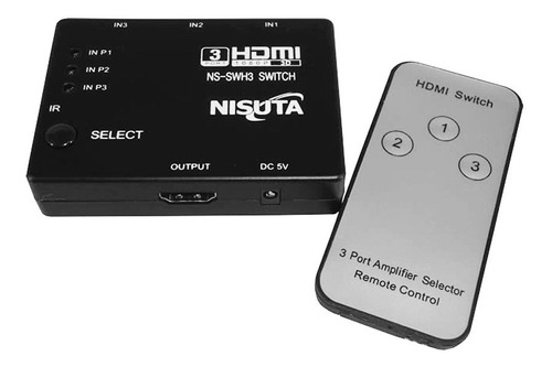 Switch Hdmi 3x1 Nisuta Electrónico Con Control Remoto Nsswh3