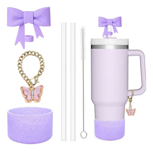 Kit De 6 Artículos Para Termo Vaso Stanley O Generico Lila