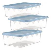 Comprar Set 3 Recipientes Tapa Rectangular Microondas Freezer 10 Lt