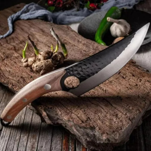Faca Artesanal Damasco Gourmet Profissional 6 Cabo Madeira