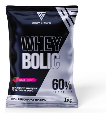 Whey Bolic 60% Whey Protein 1kg - Body Shape Sabor Morango
