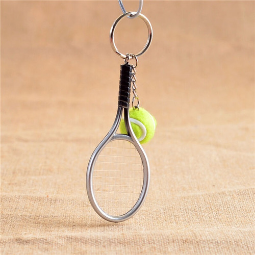 Llavero Mini Raqueta Y Pelota Tenis Metalico Deporte Escala