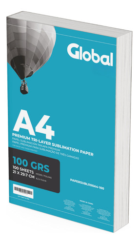 Papel A4 Para Sublimar Y Estampar - 95% Transferencia - 210 X 297 Mm - 100 Gramos - Resma De 100 Hojas - Marca Global Electronics