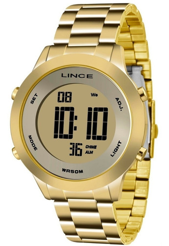 Relógio Lince Feminino Digital Original Dourado
