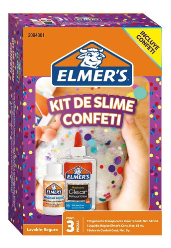 Kit Slime Confeti Kits Juguete Niños Niñas Elmer's