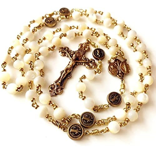 Elegante Médico Rosario Católico De Cobre Hecho A Mano Luz D