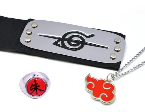 Diadema 3Pcs Cosplay Regalo Zhu Anillo Zhenzhiao Animado Naruto Uchiha Itachi Collar con Colgante 3 Piezas
