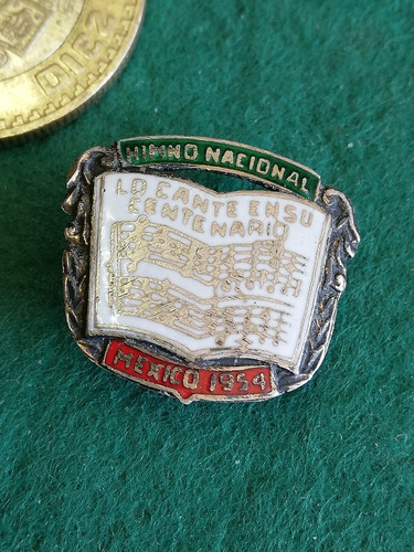 Vintage Pin Broche Himno Nacional México Centenario