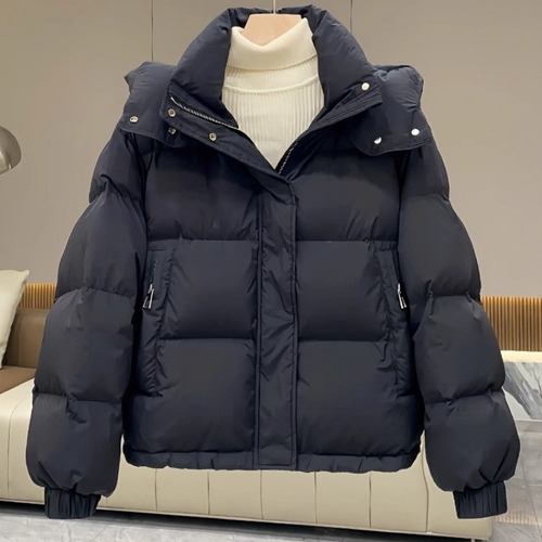 Chaqueta Holgada De Invierno Con Capucha Y Acolchado De Algodón Para Mujer