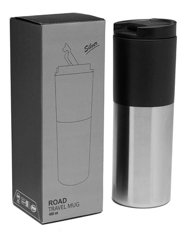 Vaso Térmico Zecat Road Travel Mug Plástico 450ml Color Plateado