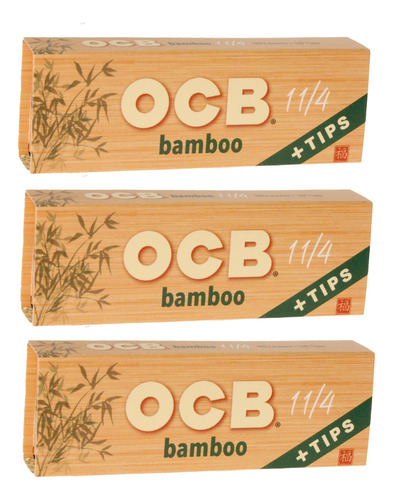 Ocb Bamboo 1 1/4 Papel De Liar Y Puntas  3 Paquetes  50 Pa