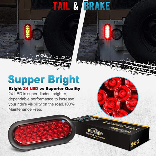 Luces Traseras Led Ovaladas Rojas De 6 Pulgadas Para Remolqu
