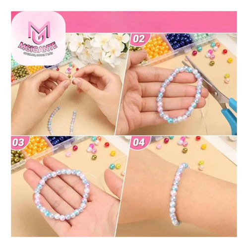 Caja De Mostacillas Bijoueterie Para Pulseras 15 Divisones Letras Dorada Y Plateada
