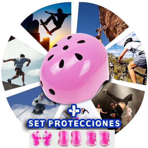 Casco Y Set Protecciones Skate Patineta Roller