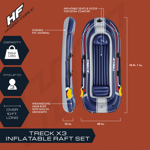 Bote Inflable 9.8 X 1.4 M Para 3 Adultos Con Accesorios