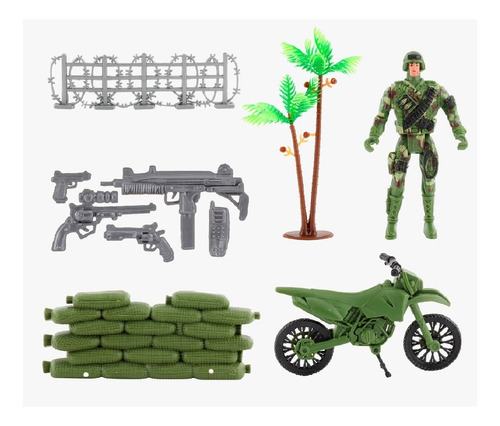 Brinquedo Boneco Soldado Militar Moto E Armas Bbr Toys R3166