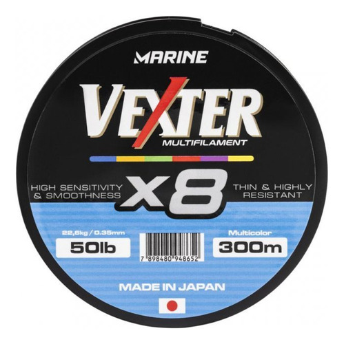 Linha Multifilamento 8x Vexter 300m Multicolor 20lb 0.21mm