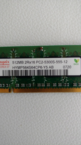 Memoria 512mb Ddr2 Pc2 5300 Para Laptop Usada