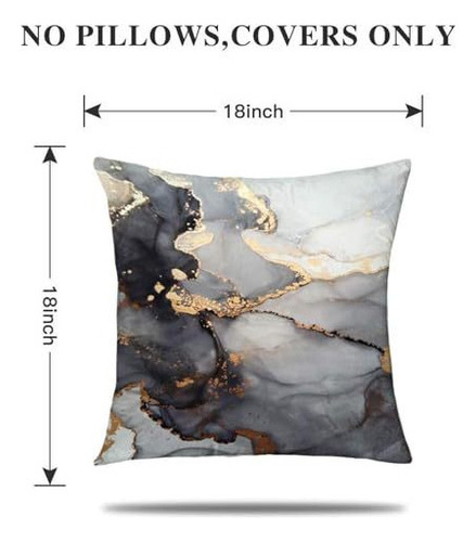 4 Fundas De Almohada Jaspeadas En Oro Negro Y Plata, 45 X 45