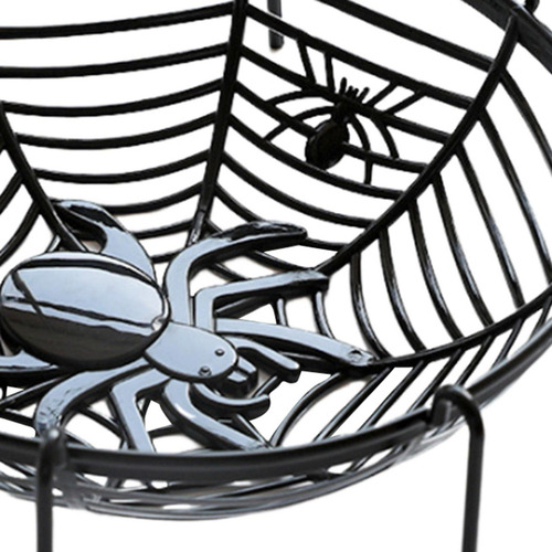 Cesta De Telaraña Para Dulces De Halloween Negra Con Soporte