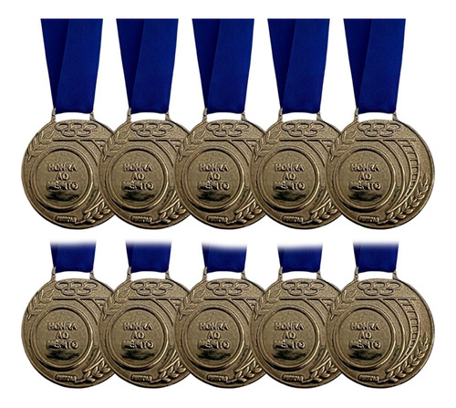 Kit 20 Medalhas De Honra Ao Mérito Ouro Prata Bronze Pequena