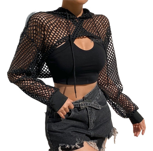 Sudadera Corta Con Capucha De Malla Transpirable