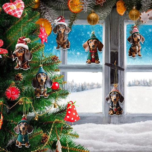 Wv Colgante De Perro Salchicha De 14 Piezas Con Decoración