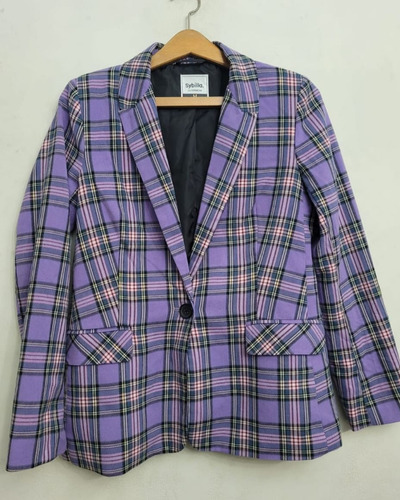 Blazer Sybilla Lila A Cuadros