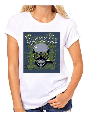 Remera De Mujer Heretic Skull Knife Flowers