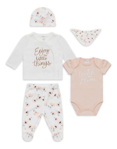 Conjunto Bebé Niña 5 Piezas Importado Durazno 9 M