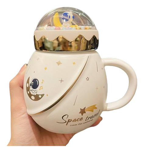 Taza De Cerámica Con Tapa Y Cuchara Astronaut Series Space